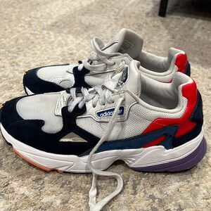 Adidas Women Falcon CG6246 Multicolor Suede Lace Up Low Top Sneaker Shoes Sz 7.5